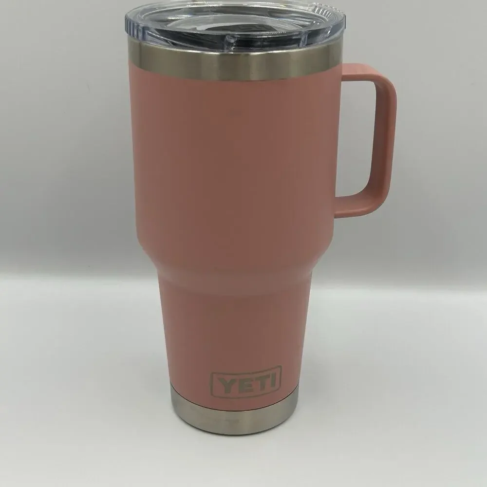 Yeti Rambler 30oz Pink Stainless Steel Coffee Tumbler w/ Handle and Screw-on Lid